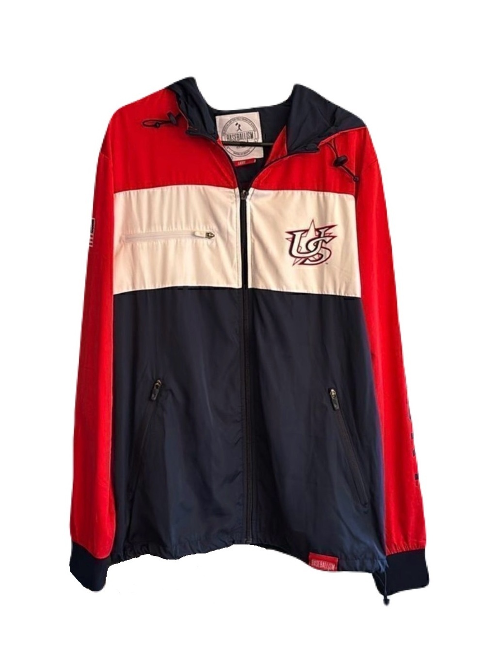 Baseballism USA Baseball Windbreaker L Red White Blue Game Day Tournament Coach - Picture 2 of 7